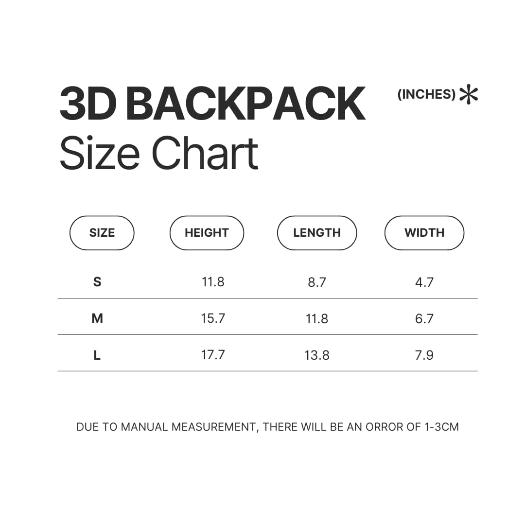3D Backpack Size Chart - Apothecary Diaries Store