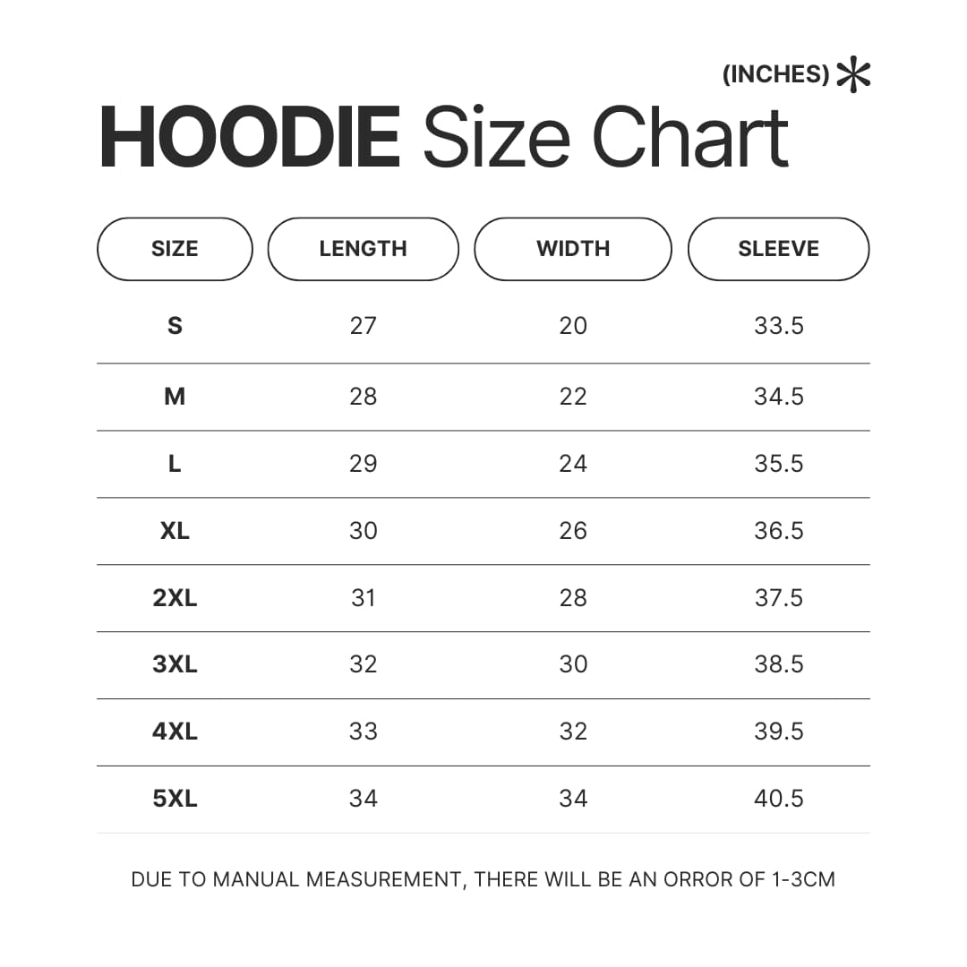 Hoodie Size Chart - Apothecary Diaries Store