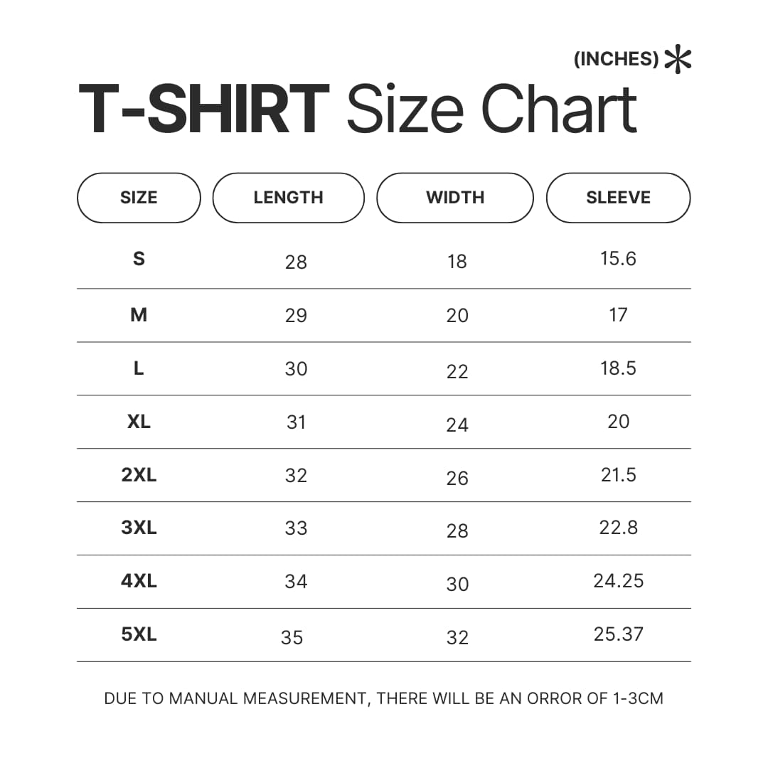 T shirt Size Chart - Apothecary Diaries Store