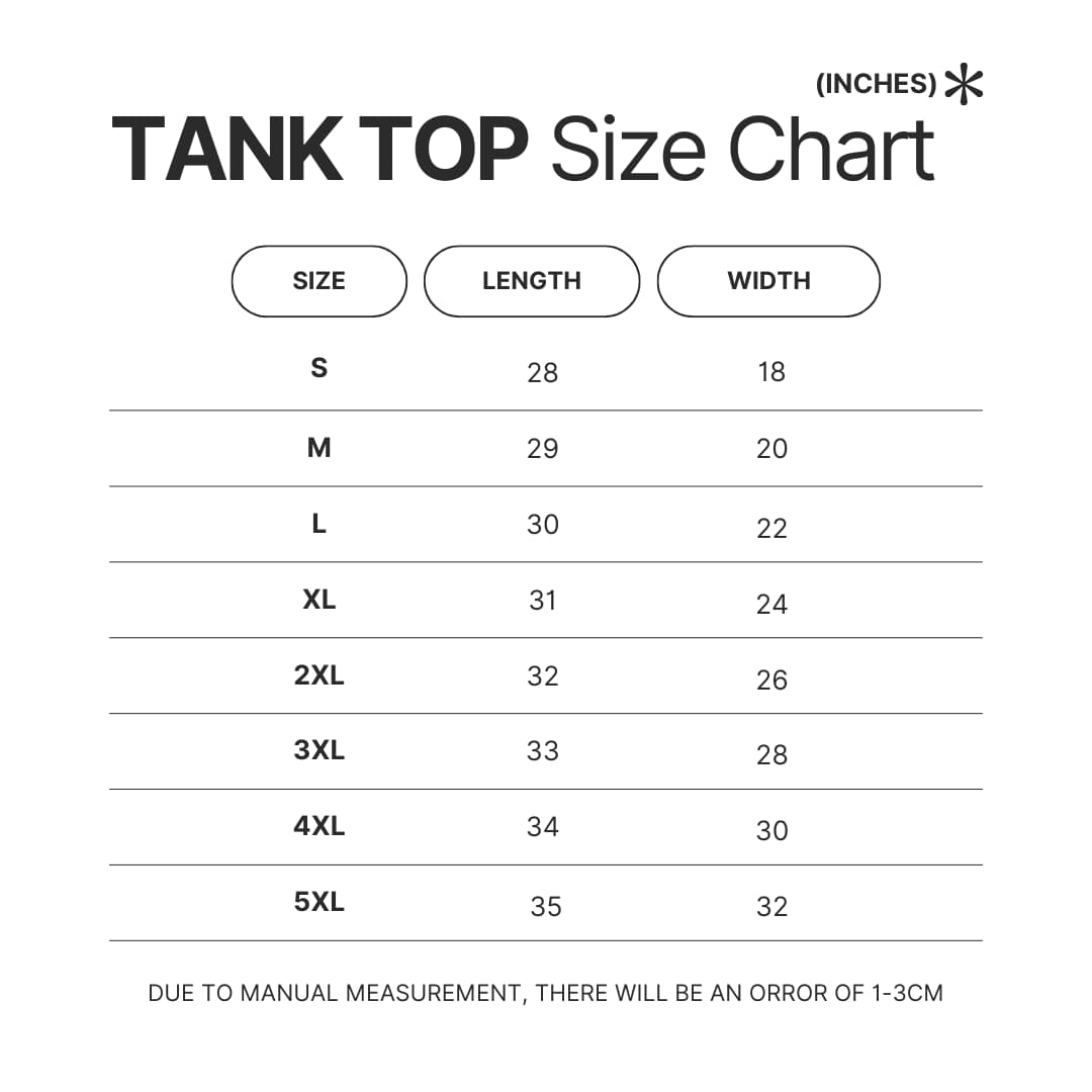 Tank Top Size Chart - Apothecary Diaries Store