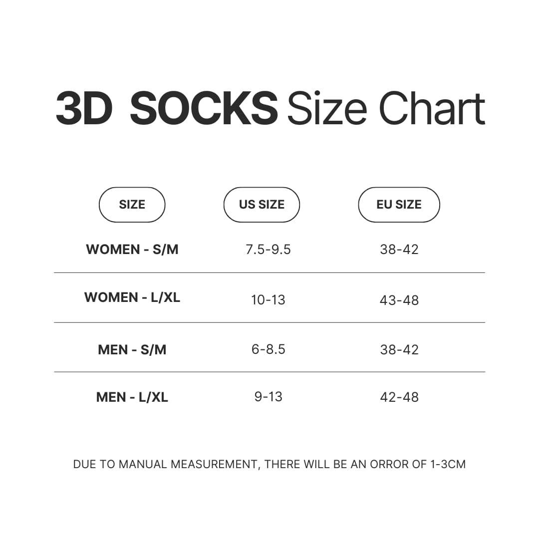 3D Socks Size Chart - Apothecary Diaries Store
